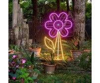 Fiore luminoso a Led bianco caldo e rosa H 120cm